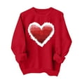 thumbnail image 1 of Women's Valentine's Hoodie Heart Print Cuffed Long Sleeve Crewneck Pullover Top Red-1 M, 1 of 3