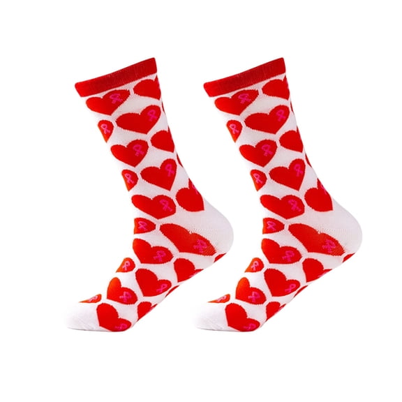 Women's Valentine's Mid Length Knitted Socks for Men Heart Print Crew Socks Multicolor-12 Free Size