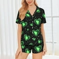 thumbnail image 1 of Women's Valentine's Pajamas Heart Printed Casual Lapel Button Short Sleeve Blouse And Short Pants Pajama Sets,Valentine's Day Gift for Her, 1 of 8