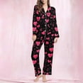 thumbnail image 1 of Women's Valentine's Pajamas Heart Printed Long Sleeved Lapel Casual Top+Pants Pajama Sets,Valentine's Day Gift for Her, 1 of 8