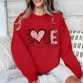 thumbnail image 1 of Women's Valentine's Sweatshirt Heart Letter Print Long Sleeve Crewneck Pullover Top Red-1 L, 1 of 7