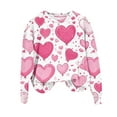 thumbnail image 1 of Women's Valentines Day Fleece Lined Sweatshirt Long Sleeve Heart Graphic Print Crewneck Pullover Top for Party White M, 1 of 5