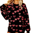 thumbnail image 1 of Women's Valentines Sweatshirt Long Sleeve Heart Oversized Shirts Crewneck Cute Ribbed Pullover Sweater Tops, 2XL Black, 1 of 7