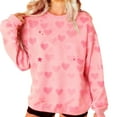 thumbnail image 1 of Women's Valentines Sweatshirt Long Sleeve Heart Oversized Shirts Crewneck Cute Ribbed Pullover Sweater Tops, M Pink, 1 of 7