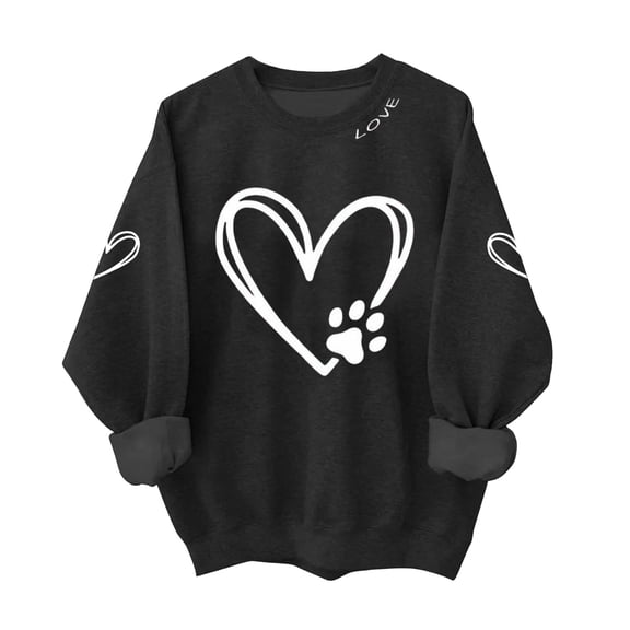 Women's Valentines Sweatshirts Oversized Cute Love Heart Graphic Long Sleeve Blouses Soft Breathable Casual Loose Fit Tunic Tops