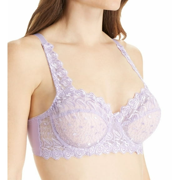 Women's Valmont 8320 Embroidered Lace Underwire Bra (Lavender 34B)