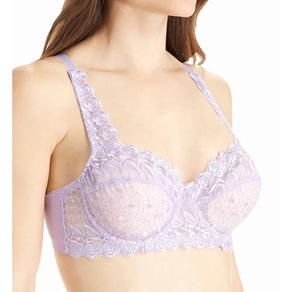 Women's Valmont 8320 Embroidered Lace Underwire Bra (Lavender 34B)