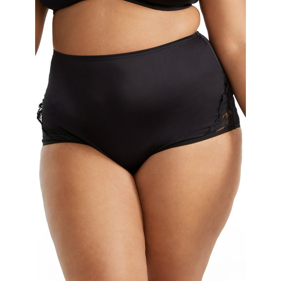 Women's Vanity Fair 13001 Lace Nouveau Brief Panty (Midnight Black 7)