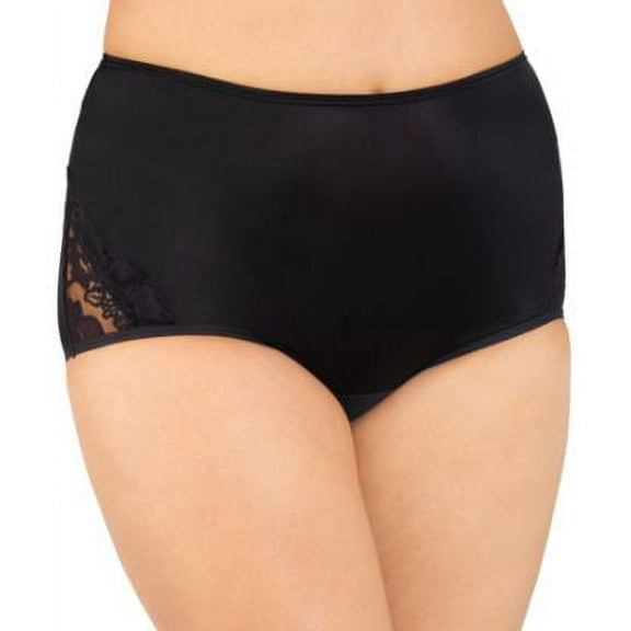 Women's Vanity Fair 13001 Lace Nouveau Brief Panty (Midnight Black 8)