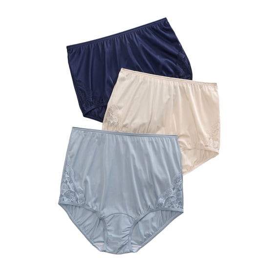 Women's Vanity Fair 13011 Perfectly Yours Lace Nouveau Brief Panty - 3 Pack (Mist/Fawn/Navy 9)
