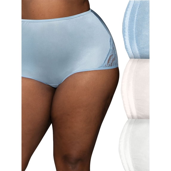 Women's Vanity Fair 13011 Perfectly Yours Lace Nouveau Brief Panty - 3 Pack (Multi 2113 9)