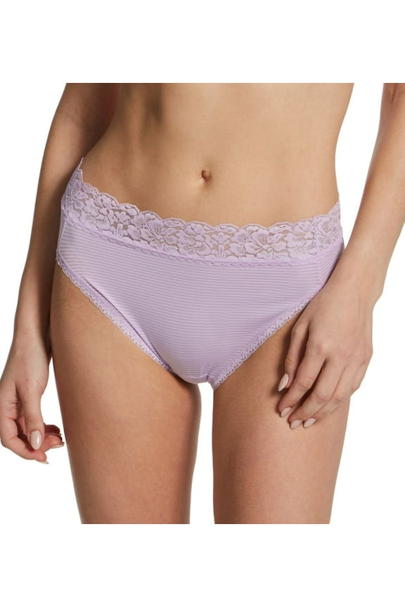 Women's Vanity Fair 13280 Flattering Lace Ultimate Comfort Hi-Cut Panty (Gentle Lavender 7)