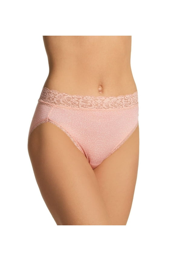 Women's Vanity Fair 13280 Flattering Lace Ultimate Comfort Hi-Cut Panty (Micro Leopard Print 7)