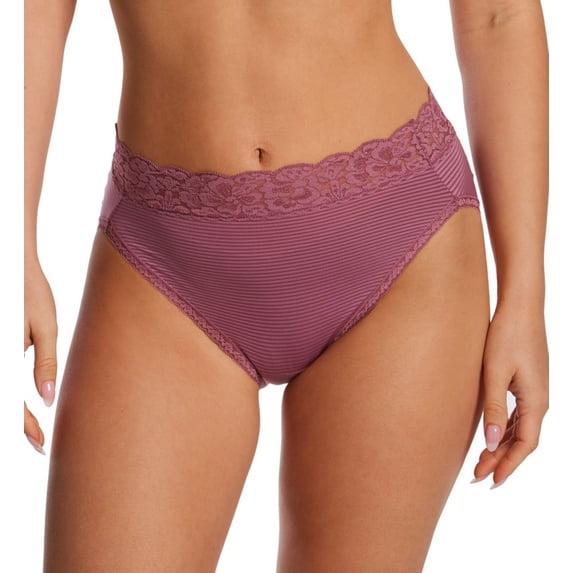 Women's Vanity Fair 13280 Flattering Lace Ultimate Comfort Hi-Cut Panty (NH Enchanted Stripe 8)