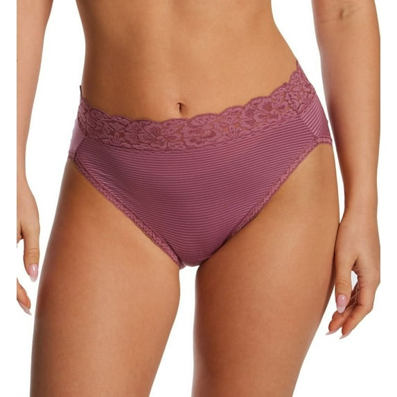 Women's Vanity Fair 13280 Flattering Lace Ultimate Comfort Hi-Cut Panty (NH Enchanted Stripe 8)