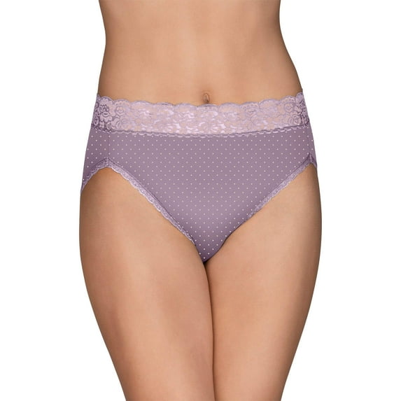 Women's Vanity Fair 13280 Flattering Lace Ultimate Comfort Hi-Cut Panty (NH Twilight Dot Print 9)