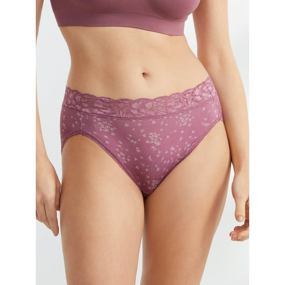 Women's Vanity Fair 13280 Flattering Lace Ultimate Comfort Hi-Cut Panty (Whisked Away Print 8)