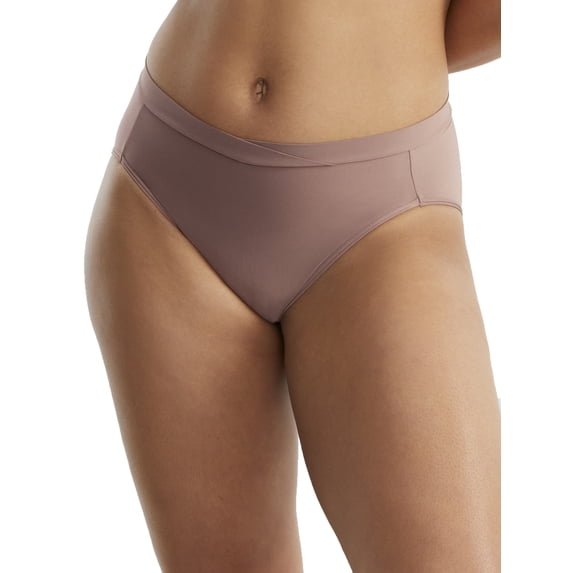 Women's Vanity Fair 13291 Beyond Comfort Silky Stretch Hi-Cut Panty (Chocolate Mousse 10)