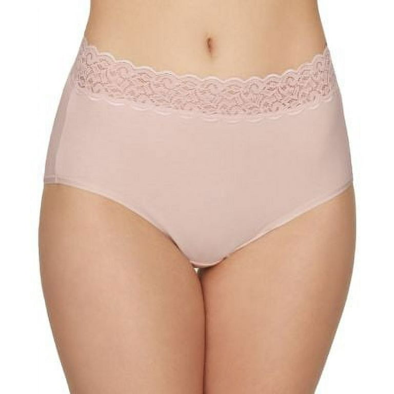 Women's Vanity Fair 13396 Flattering Lace Cotton Stretch Brief Panty (Sheer  Quartz 6)