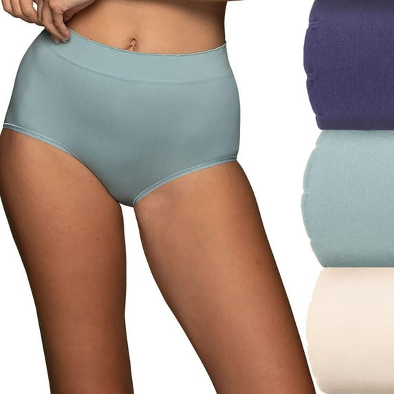 Women's Vanity Fair 13418 No Pinch, No Show Seamless Brief Panty - 3 Pack (BCM Multi 6)