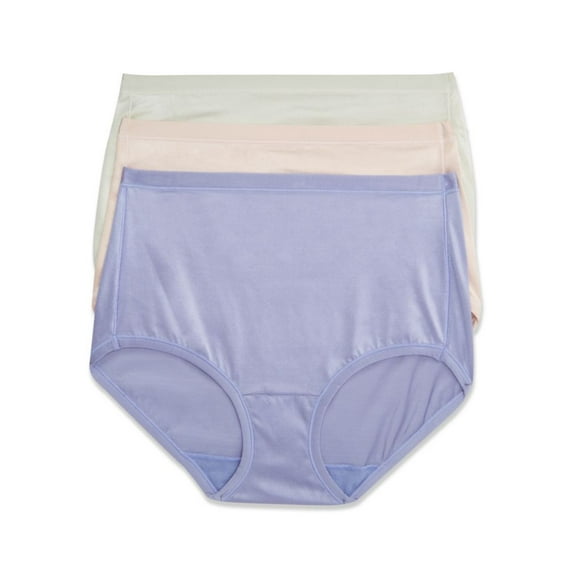Women's Vanity Fair 13438 Body Caress Brief Panty - 3 Pack (Iris/Quartz/Sage 7)