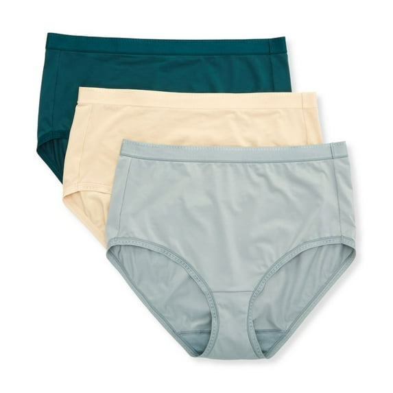 Women's Vanity Fair 13463 Comfort Where it Counts Brief Panty - 3 Pack (Emerld/SeaGlass/Damask 6)