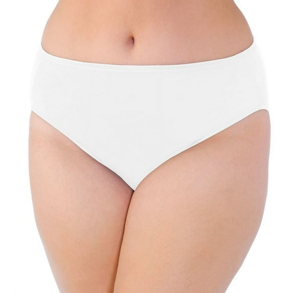 Women's Vanity Fair 13810 Illumination Plus Size Hi-Cut Brief Panty (Star White 11)