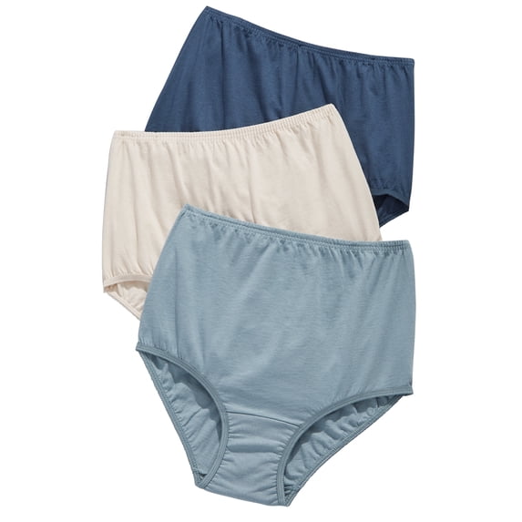 Women's Vanity Fair 15320 Tailored Cotton Brief Panty - 3 Pack (SeaGlass/Fawn/Stllwatr 6)