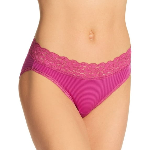 Women's Vanity Fair 18285 Flattering Lace Bikini Panty (NH Plumberry Stripe 5)