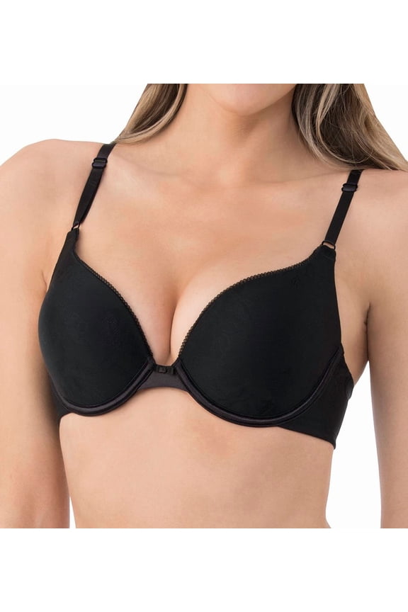 Women's Vanity Fair 2131101 Ego Boost Jacquard Push Up Bra (Black 36B)