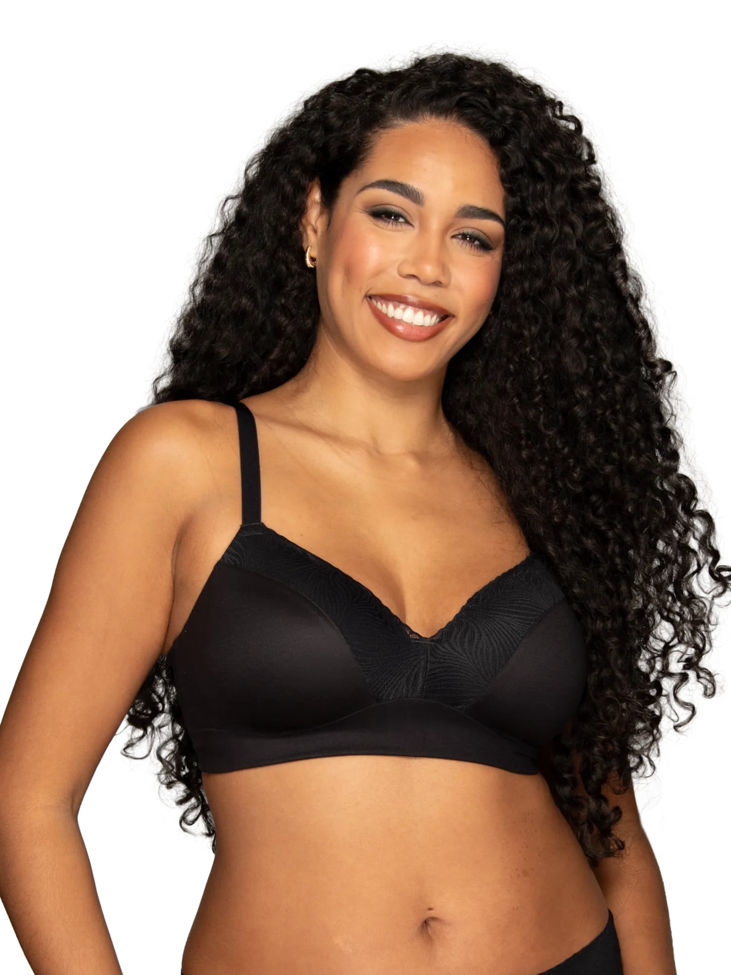 Vanity Fair Lingerie Women's Effortless Wireless Bra, Convertible Straps, Smooth Lace, Sizes S-3XL, Style 72125