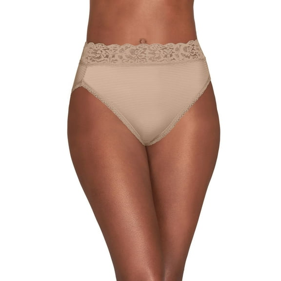 Women's Vanity Fair® Flattering Lace Hi-Cut Panty 13280 Color: Damask Neutral Stripe Size: 8