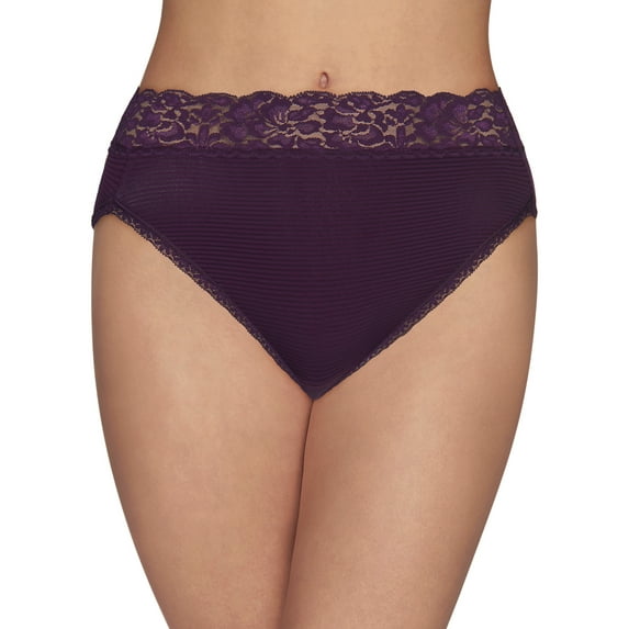 Women's Vanity Fair® Flattering Lace Hi-Cut Panty 13280 Color: Sangria Stripes Size: 7