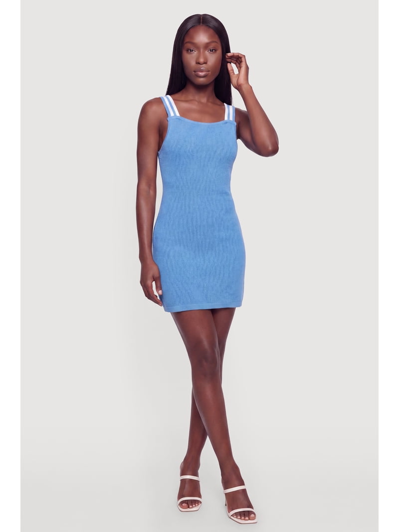 Women's Varsity Stripe Strap Detail Cross Back Mini Dress