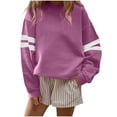 thumbnail image 1 of Women's Varsity Sweatshirt Striped Long Sleeve Oversized Pullovers Casual Drop Shoulder Crewneck Fashion Sweat Tops Fall Outdoor Dressy Fashion Outfits, 1 of 4