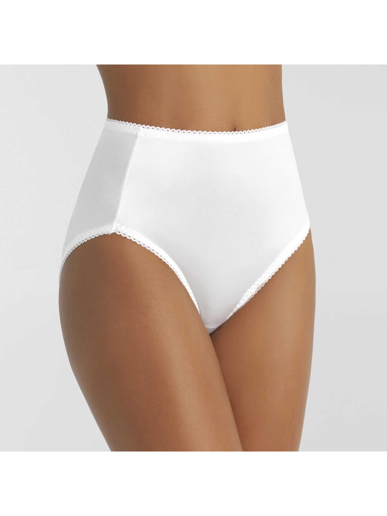 Women's Vassarette 48001 Undershapers Smoothing Hi-Cut Brief Panty (White  Ice XL)