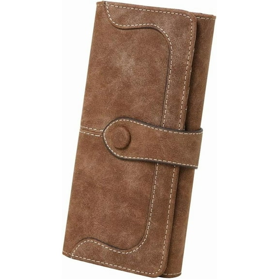 Women's Vegan Leather 17 Card Slots Card Holder Long Big Bifold Wallet