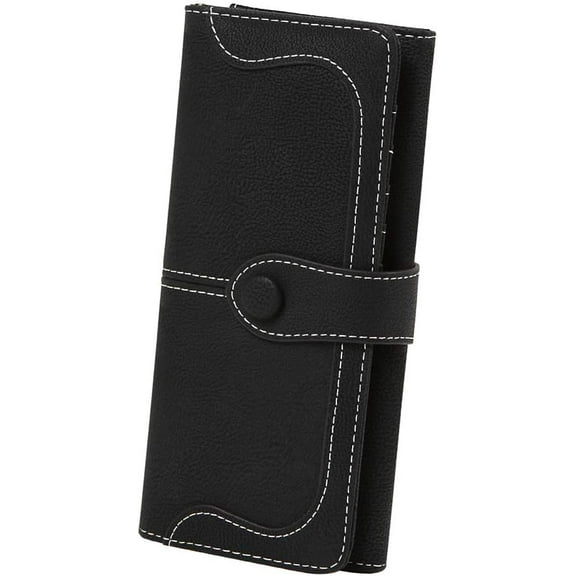 Women's Vegan Leather 17 Card Slots Card Holder Long Big Bifold Wallet