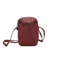 thumbnail image 1 of Women’s Vegan Leather Woven Double Zip Compartments Mini Crossbody Bag, 1 of 2
