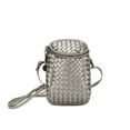 thumbnail image 1 of Women’s Vegan Leather Woven Double Zip Compartments Mini Crossbody Bag, 1 of 2