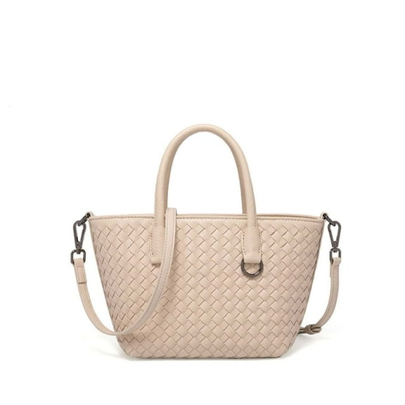 Women’s Vegan Leather Woven Small Top Zip Satchel Tote