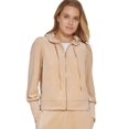 thumbnail image 1 of Women's Velour Logo-Tape Zip-Front Hoodie Palamino/Gold L, 1 of 8