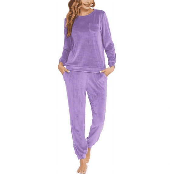 Women's Velour Pajamas Set Soft Comfortable Long Sleeve Lounge Set for Women, Perfect as Valentine's Day Gift Cozy Loungewear Sleepwear