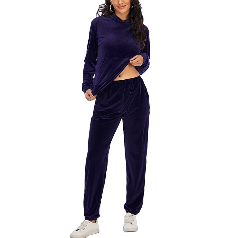Women s Velour Sweatsuit Set Hoodies Sweatshirt Jogger Pants