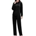 thumbnail image 1 of Women's Velour Sweatsuits - 2 Pieces Velvet Tracksuits Long Sleeve Full Zip Outfits Hoodie & Sweatpants Sets (Black, S), 1 of 5