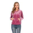 thumbnail image 1 of Women's Velour Sweatsuits Tracksuits Full Zip Sweatsuit Hoodie, Blue, S-2XL, 1 of 8