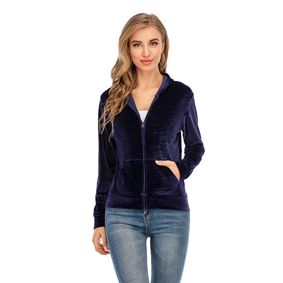 Women's Velour Sweatsuits Tracksuits Full Zip Sweatsuit Hoodie, Purple, S-2XL
