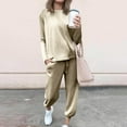 thumbnail image 1 of Women's Velour Track Suit, 2 Piece Velvet Loungewear Set, Long Sleeve Sweatshirt and Jogger Pants, Soft Comfort Outfit, Fall Travel Jogging Suit Beige L, 1 of 10