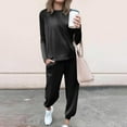 thumbnail image 1 of Women's Velour Track Suit, 2 Piece Velvet Loungewear Set, Long Sleeve Sweatshirt and Jogger Pants, Soft Comfort Outfit, Fall Travel Jogging Suit Black XL, 1 of 10