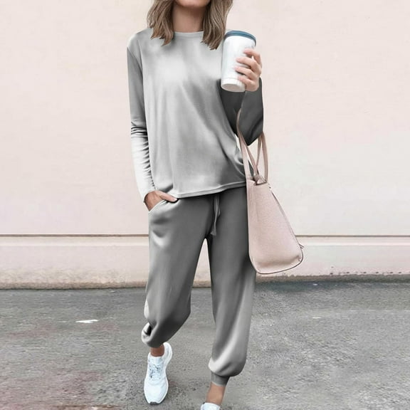 Women's Velour Track Suit, 2 Piece Velvet Loungewear Set, Long Sleeve Sweatshirt and Jogger Pants, Soft Comfort Outfit, Fall Travel Jogging Suit Silver XXL